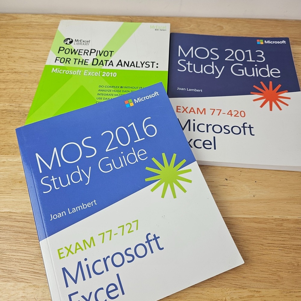 MOS for Microsoft Excel Expert, Paperback Power Pivot Study Guides Books Lot 3